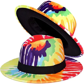 Simple, Colorate Fedora Pălărie Margine Largă Pălărie de Fetru Rochie Panama Două Ton Bărbați Femei Stil Aparte, cu Lanț Negru