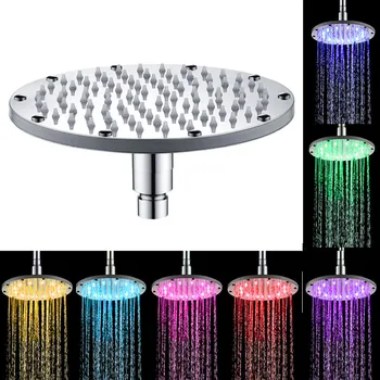 Stil nou cu LED 7 Culori Modificări de Duș cu Cap de Duș Rotund 6 și 8 Inch LED Cap de Duș Baie Precipitații Cap de Duș