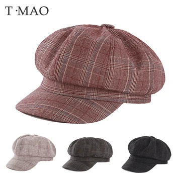 T-MAO Femei Fata Beretă de Lână Iarna Căciulă pentru Bărbați Șepci de Epocă Simplu Bereta Pălării de Culoare Solidă Doamna Eleganta de Iarna Capace