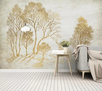 Tapet decorativ Mici proaspete stil pădure elan de aur idilic murală TV de perete de fundal