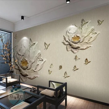 Tapet personalizat fotografie 3d murală nou Chinezesc bujor fluture TV, canapea de fundal pictura pe perete gazete de perete decor acasă tapet 3d