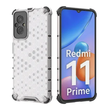 TPU Bumper Plastic Dur Armura Caz rezistent la Socuri Pentru Xiaomi Redmi 11 Prim-Stil Fagure de miere Colț de Patru Airbag-uri Capacul din Spate Fundas