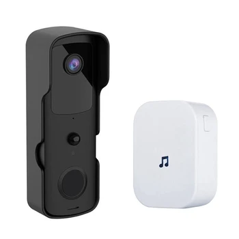 Tuya Video Inteligente Soneria Wifi Video Interfon Sonerie Camera IP Audio bidirecțional Funcționează Cu Tuya/Smartlife UE Plug, Negru