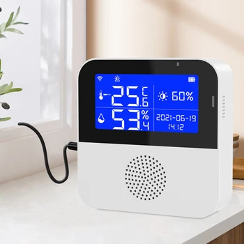 Tuya WiFi Lumină, Temperatură și Umiditate Detector Inteligent Acasă Ecran Color Senzor Termometru de Interior și în aer liber Temperatură și
