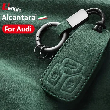 Ushilife Alcantara Cheia de la Mașină Caz Acoperire Pentru Audi A4 A3 A6 A1 A7 Q2 Q3 Q7 TT Control de la Distanță Cheie Fob All-inclusive Pungă de Protecție
