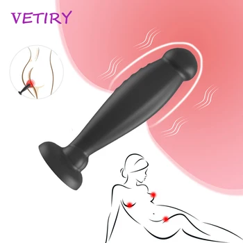VETIRY Silicon Prostata Masaj Negru Adult Produse Anal Plug Anal Sex Jucărie pentru Bărbați, Femei Dop de Fund pentru Incepatori Jucării Erotice