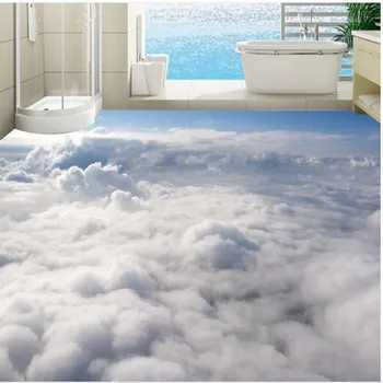 wellyu Personalizate pe scară largă murale 3D atmosfera estetică cer nor mare de jos în pastă din pvc gros, rezistent la uzura fundal podea