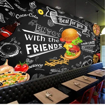 xuesu nach 3D tapete wandbild Europäischen und Amerikanischen mână-gemalt burger restaurant fast-food snack bar hintergrund bagheta